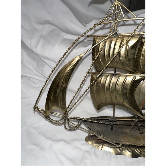 Vintage Nautical Medal Sailing Ship Pirate Ship 12 in L x 11 in H x 3 in W - Picture 2 of 7